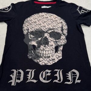 Philipp Plein Black and White Skull Kids T-Shirt